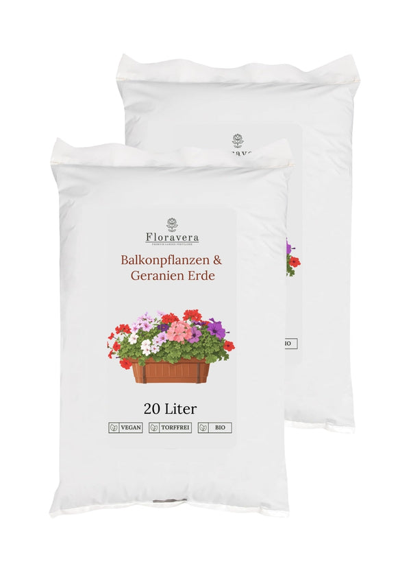 Floravera Balkon und Geranienerde Bio Vegan Torffrei 20L